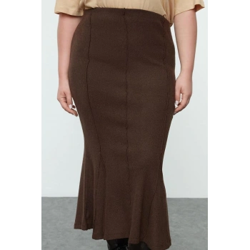 Kadın Moda Stil Maxi Astarsız Örme Büyük Beden Örme Etek