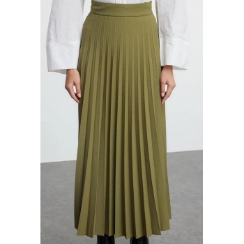 Kadın Moda Stil Maxi Astarsız Dokuma Tesettür Piliseli Dokuma Etek