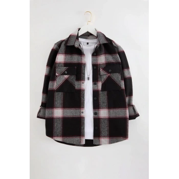 Moda Gömlek Yaka Ekose Uzun Kol Regular Fit Kışlık Kareli Oduncu Gömlek Ceket