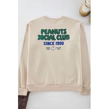 Kadın Moda Şık Bol Bisiklet Yaka Standart Kol Regular Unısex Geniş Kesim Sweatshirt