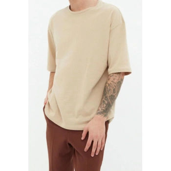 Yeni Sezon Oversize %100 Pamuk Bisiklet Yaka Kısa Kol Slogan Desenli Günlük T-Shirt