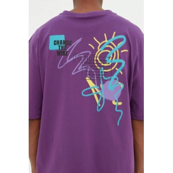 Yeni Sezon Rahat %100 Pamuk Bisiklet Yaka Kısa Kol Slogan Desenli Günlük T-Shirt