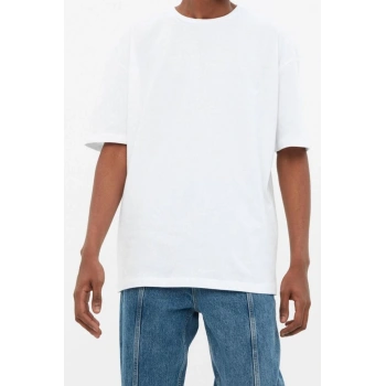 Yeni Sezon Rahat %100 Pamuk Bisiklet Yaka Kısa Kol Düz Desenli Günlük T-Shirt