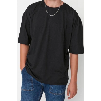 Yeni Sezon Oversize Pamuk Polyester Bisiklet Yaka Kısa Kol Düz Desenli Günlük T-Shirt