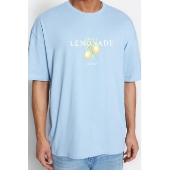 Yeni Sezon Oversize %100 Pamuk Bisiklet Yaka Kısa Kol Manzara Desenli Günlük T-Shirt