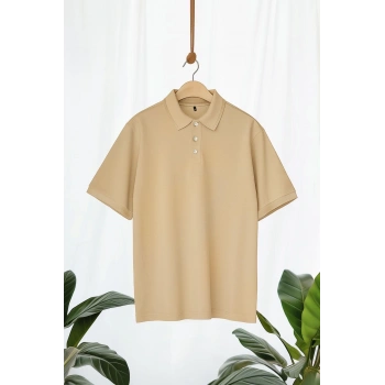 Yeni Sezon Regular Pamuklu Polo Yaka Kısa Kol Düz Desenli Business Büyük Beden T-Shirt