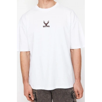 Yeni Sezon Oversize %100 Pamuk Bisiklet Yaka Kısa Kol Animal Desenli Günlük T-Shirt