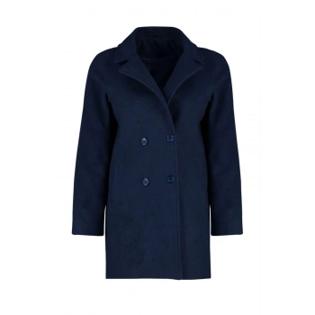 Kadın Moda Şık Regular Ceket Yaka Midi Düz Astarlı Yünlü Kaşe Kaban