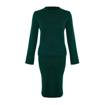 Kadın Moda Şık Geniş Paça Regular Boy Uzun Kollu Yumuşak Dokulu Triko Alt-Üst Takım