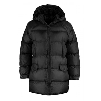 Kadın Moda Şık Regular Kapüşonlu Yaka Midi Düz Astarlı Oversize Kapüşonlu Su İtici Şişme Mont