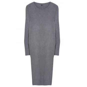 Kadın Moda Şık Maxi Boy Dik Yaka Regular Triko Premium İplik Özel İplik Elbise