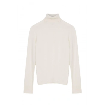 Kadın Moda Şık Balıkçı Yaka Standart Kol Regular Özel İplik Triko Kazak