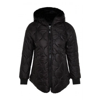 Kadın Moda Şık Regular Kapüşonlu Yaka Midi Düz Çift Taraflı Kapüşonlu Peluş Kapitone Şişme Mont