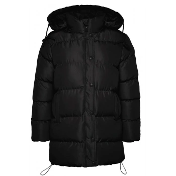 Kadın Moda Şık Regular Kapüşonlu Yaka Midi Düz Astarlı Regular Kapüşonlu Su İtici Şişme Mont