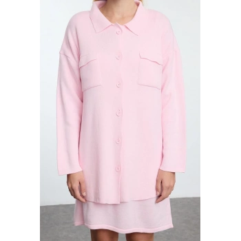 Kadın Moda Şık Mini Boy Polo Yaka Regular Triko Basic Elbise