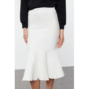 Kadın Moda Stil Midi Astarsız Triko Premium İplik Özel İplik Midi Boy Triko Etek