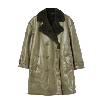 Kadın Ceket Yaka Uzun Düz Astarlı Yakası Kürk Detaylı Uzun Kaban