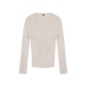 Kadın Moda Şık Bisiklet Yaka Standart Kol Regular Basic İkili Triko Kazak