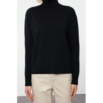 Kadın Moda Şık Balıkçı Yaka Standart Kol Regular Yünlü Couple Geniş Kalıp Triko Kazak