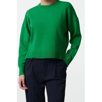 Kadın Moda Şık Bisiklet Yaka Standart Kol Regular Geniş Kalıp Basic Özel İplik Triko Kazak