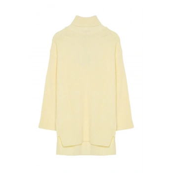 Kadın Moda Şık Balıkçı Yaka Standart Kol Uzun Geniş Kalıp Triko Kazak