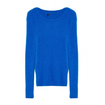 Kadın Moda Şık Bisiklet Yaka Standart Kol Regular Yumuşak Dokulu Triko Kazak