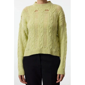 Kadın Moda Şık Bisiklet Yaka Standart Kol Regular Yumuşak Dokulu Triko Kazak