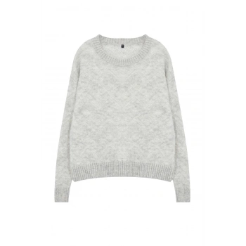 Kadın Moda Şık Bisiklet Yaka Standart Kol Regular Yumuşak Dokulu Geometrik Desen Triko Kazak