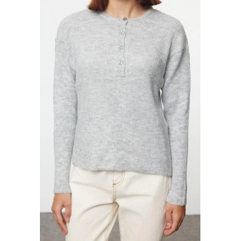 Kadın Moda Şık Bisiklet Yaka Standart Kol Regular Yumuşak Dokulu Geniş Kalıp Basic Triko Kazak