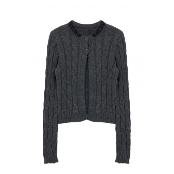 Kadın Moda Şık Bisiklet Yaka Standart Kol Regular Yumuşak Dokulu Saç Örgülü Triko Kazak