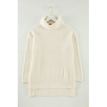 Kadın Moda Şık Balıkçı Yaka Standart Kol Regular Triko Kazak