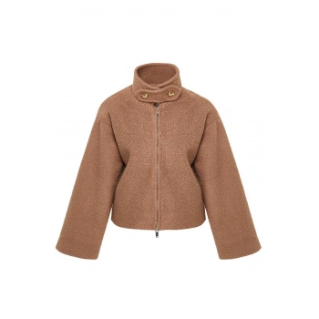 Kadın Moda Şık Regular Dik Yaka Standart Düz Astarlı Yaka Detaylı Buklet İnce Ceket Mont