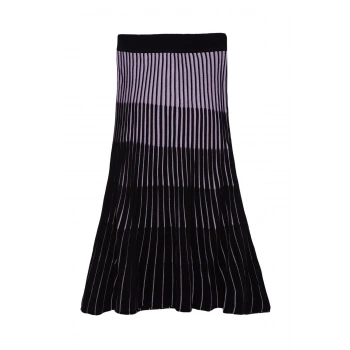 Kadın Moda Stil Midi Astarsız Triko Midi Renk Bloklu Etek