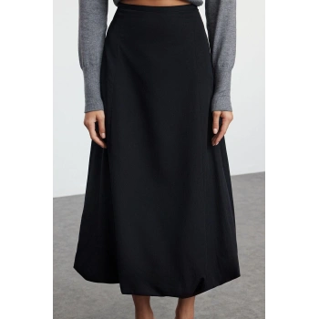 Kadın Moda Stil Maxi Astarsız Dokuma Basic Etek Ucu Balon Maxi Boy Dokuma Etek