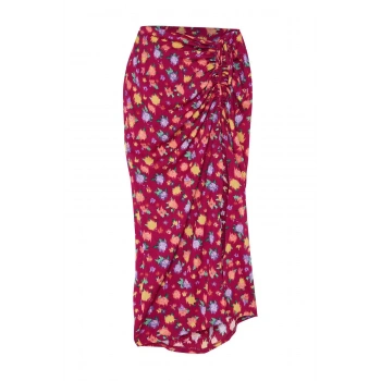 Kadın Moda Stil Maxi Astarsız Dokuma Desenli Yırtmaç Detaylı Midi Boy Dokuma Etek