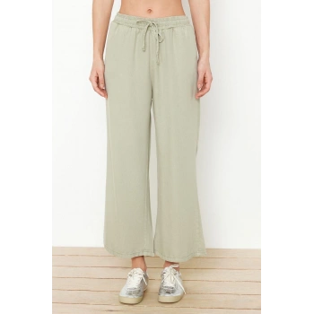 Kadın Moda Şık Kot Pantolon Geniş Paça Regular Boy Denim %100 Doğal Kumaş Lastikli Yüksek Bel Jeans