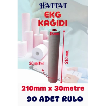EKG Kağıdı 90 Adet Termal Rulo 210mmx30m. Biocare Medwelt Nihon Kohden Firstmed Plusmed Uyumlu