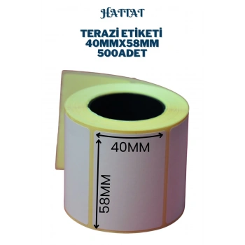 Terazi Ve Yazıcılar Için Uyumlu Rulo Etiket Dayanıklı Ve Net Baskı 40mm X 58mm 500lü 50 Rulo