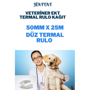 50 Rulo Veteriner Ekg 50mmx25metre Tam Metrajlı Yüksek Kaliteli Düz Rulo Termal Kağıt