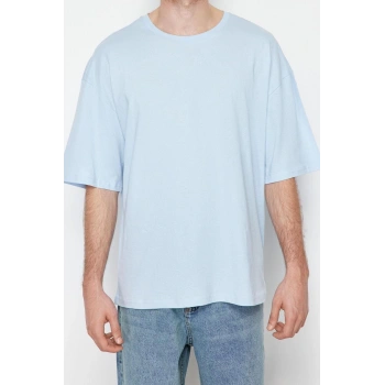Yeni Sezon Oversize %100 Pamuk Bisiklet Yaka Kısa Kol Düz Desenli Günlük T-Shirt