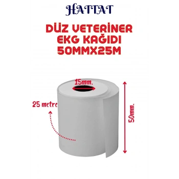 Düz Ekg Kağıdı Veteriner 50 Rulo 50mmx25metre Tam Metrajlı Yüksek Kaliteli Rulo Termal Kağıt