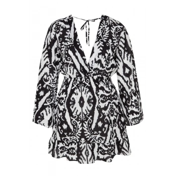 Yeni Rahat Plaj Günlük Vual Dokuma Kruvaze Uzun Kol Skater Mini Boy Büyük Beden Elbise