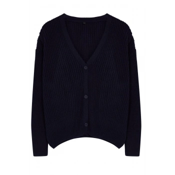 Kadın Moda Şık Regular V Yaka Oversize Geniş Kalıp V Yaka Triko Hırka