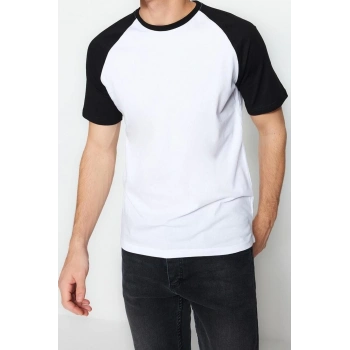 Yeni Sezon Regular %100 Pamuk Bisiklet Yaka Kısa Kol Renk Bloklu Desenli Günlük T-Shirt