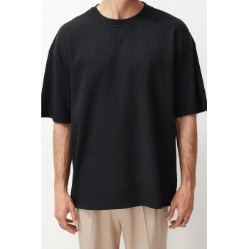 Yeni Sezon Oversize Pamuk Polyester Bisiklet Yaka Kısa Kol Düz Desenli Günlük T-Shirt