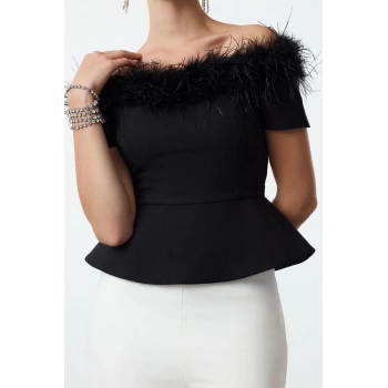 Stil Kadın Otrişli Bluz Regular Dokuma Fitted Kalıp