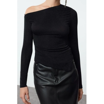 Stil Kadın Asimetrik Etek Ucu Detaylı Bluz Regular Örme Fitted Kalıp