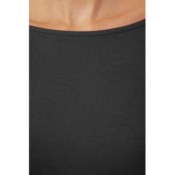 Stil Kadın Vücuda Oturan Boy Bluz Regular Örme Slim Kalıp