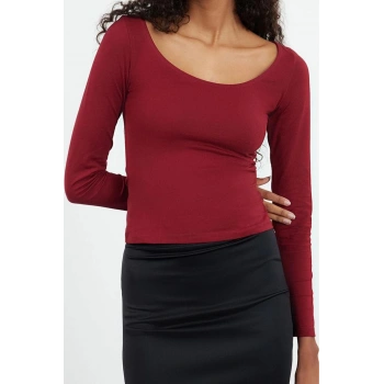 Stil Kadın Fitted Vücuda Oturan Bluz Regular Örme Slim Kalıp