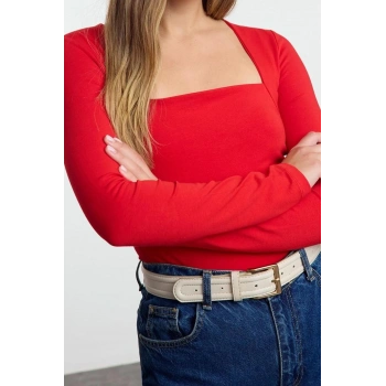 Stil Kadın Büzgü Drape Detaylı Vücuda Oturan Bluz Regular Örme Slim Kalıp